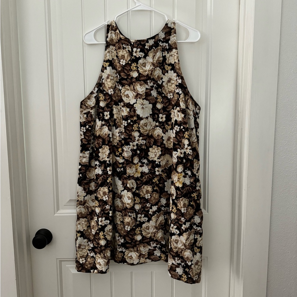 A&F High-Neck Linen-Blend Mini Dress